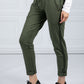 Silky Feel Side Stripe Joggers in Khaki