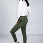 Silky Feel Side Stripe Joggers in Khaki