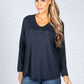 Star Imprint Knit Top in Navy