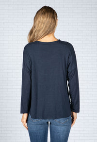 Star Imprint Knit Top in Navy