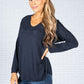 Star Imprint Knit Top in Navy