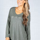 Star Imprint Knit Top in Faded Khaki