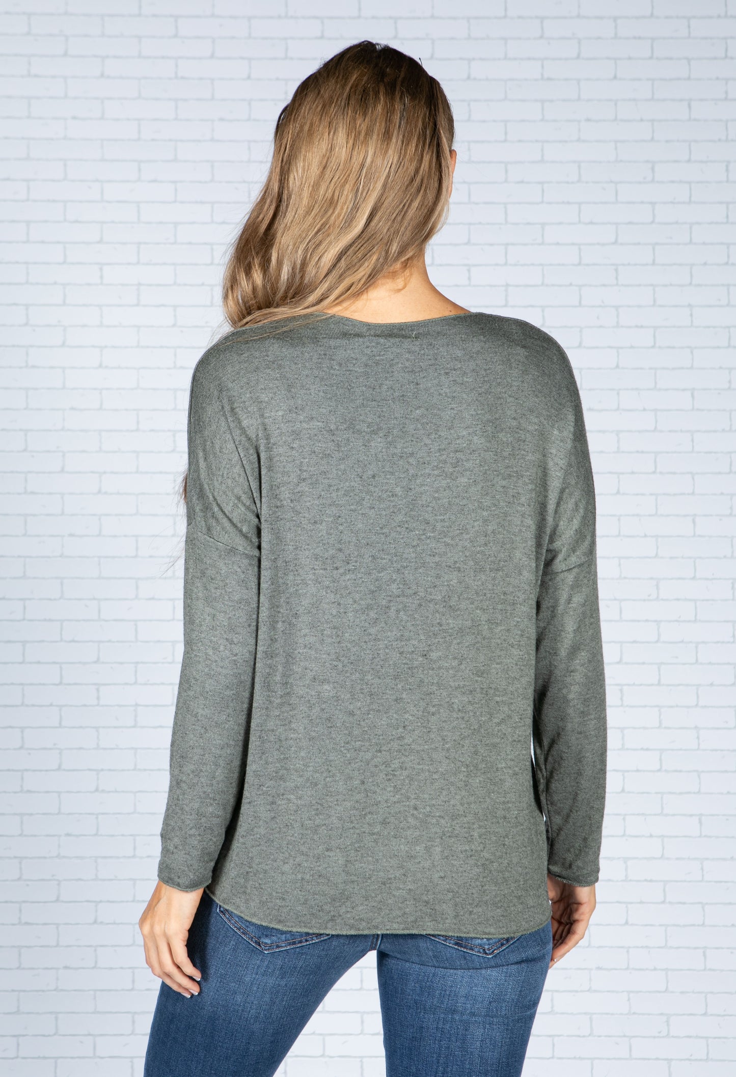 Star Imprint Knit Top in Faded Khaki