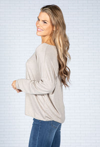 Star Imprint Knit Top in Oatmeal