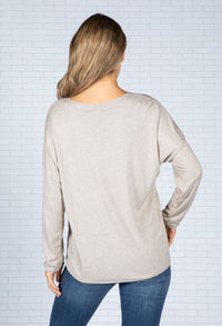 Star Imprint Knit Top in Oatmeal