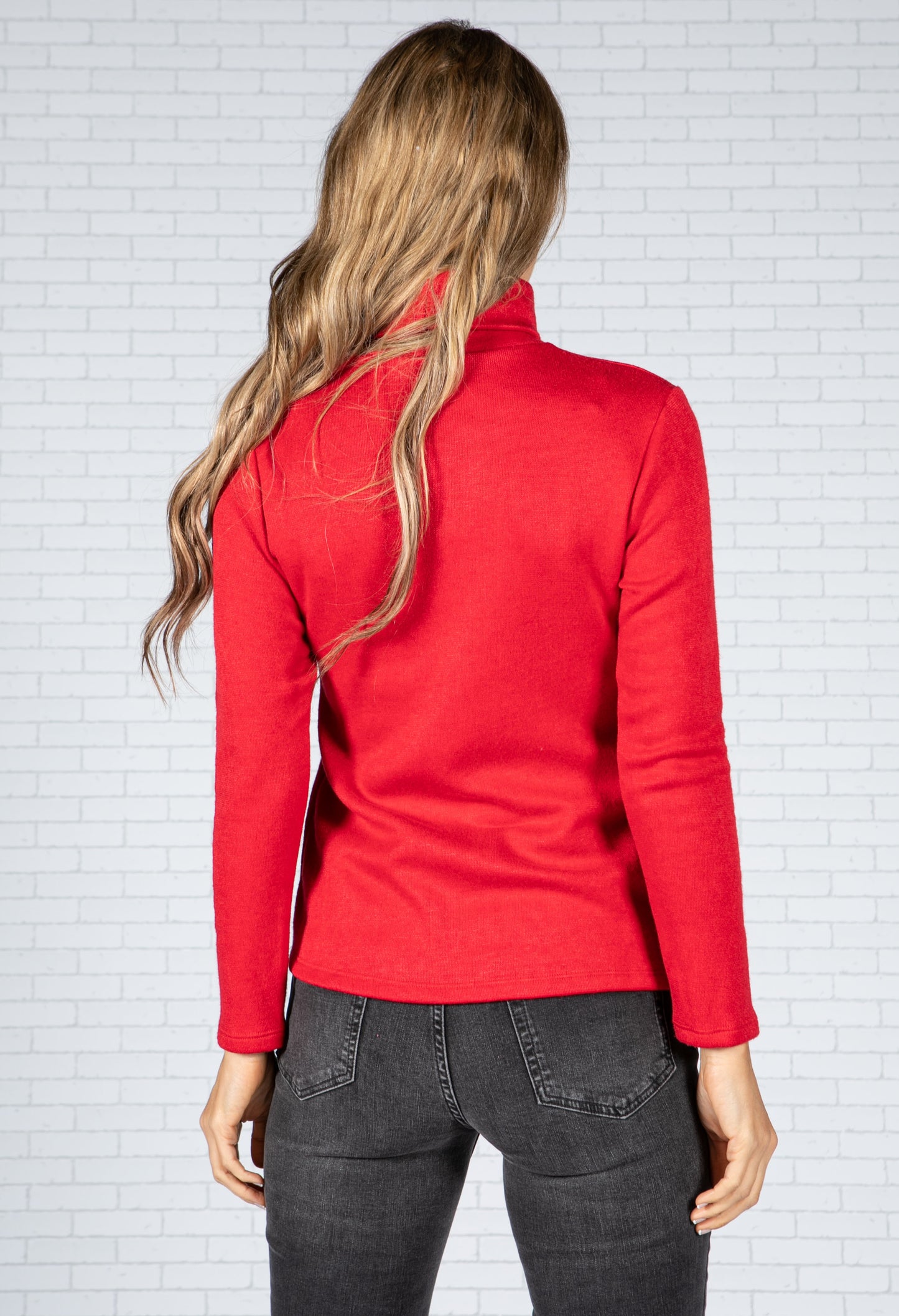 Cashmere Touch Roll Neck Knit in Ruby Red