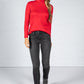 Cashmere Touch Roll Neck Knit in Ruby Red