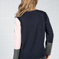 Colour Block Knit Pullover in Navy