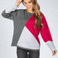 Colour Block Knit Pullover in Magenta