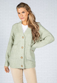 Daphni Chunky knitted cardigan in Misty Mint