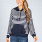 Navy Striped Knit Hoodie