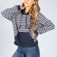 Navy Striped Knit Hoodie