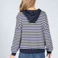 Navy Striped Knit Hoodie