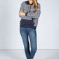 Navy Striped Knit Hoodie