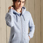 Vintage Logo Embroidered Zip Hoodie in Light Blue Marl