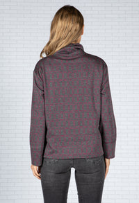 Check Print Knit Jumper in Grey and Magenta