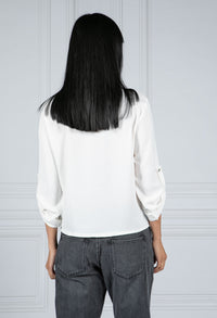 Cropped Pocket Blouse in White