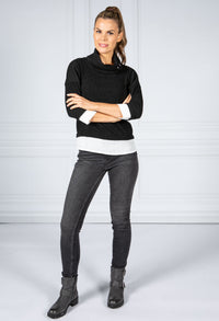 Fine Knit Cowl Neck Top with under-shirt detail