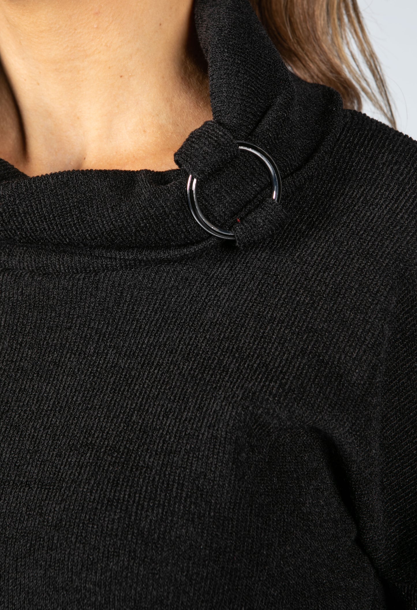 Fine Knit Cowl Neck Top with under-shirt detail