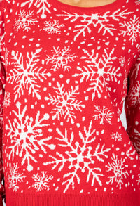 Snowflake Fine Knit Christmas Jumper in Red