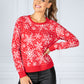 Snowflake Fine Knit Christmas Jumper in Red