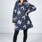 Navy Quilted Coat with Letter Print