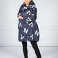 Navy Quilted Coat with Letter Print