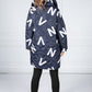 Navy Quilted Coat with Letter Print