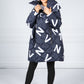 Navy Quilted Coat with Letter Print