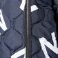 Navy Quilted Coat with Letter Print