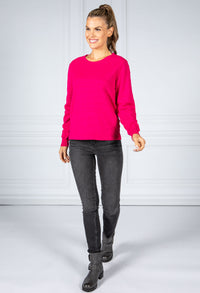 Magenta Textured Knitted Pullover