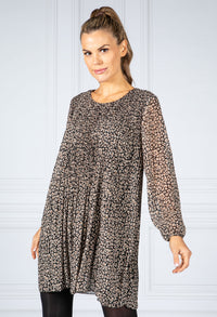 Animal Print Plisse Bodice Dress