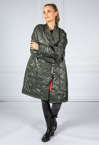 Khaki Quilted Coat with Toggle