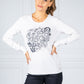 Long Sleeve placement Print T-Shirt in Pebble