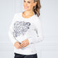 Long Sleeve placement Print T-Shirt in Pebble