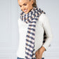 Cream and Navy Check Scarf