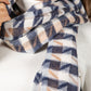 Cream and Navy Check Scarf