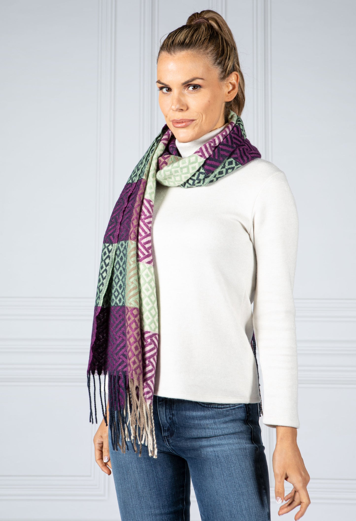 Purple and Sage Printed Scarf