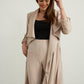 Long Belted Cardigan in Sand