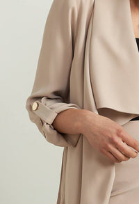 Long Belted Cardigan in Sand