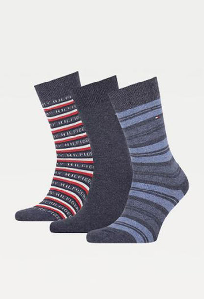 3-PACK GIFT BOX STRIPE SOCKS IN NAVY JEANS