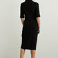 Wrap Front Sheath Dress in Black