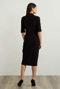 Wrap Front Sheath Dress in Black