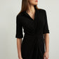 Wrap Front Sheath Dress in Black