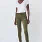 CARGO PUSH IN SECRET GLAMOR CROPPED GREEN TROUSERS