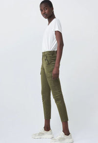 CARGO PUSH IN SECRET GLAMOR CROPPED GREEN TROUSERS