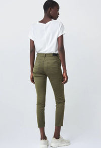 CARGO PUSH IN SECRET GLAMOR CROPPED GREEN TROUSERS