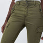 CARGO PUSH IN SECRET GLAMOR CROPPED GREEN TROUSERS