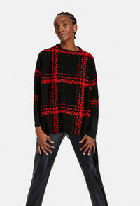 Oversized jumper with 3/4-length sleeves in Black and Chili