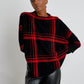 Oversized jumper with 3/4-length sleeves in Black and Chili